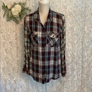 Cato Button Down Long Sleeve Top, Medium